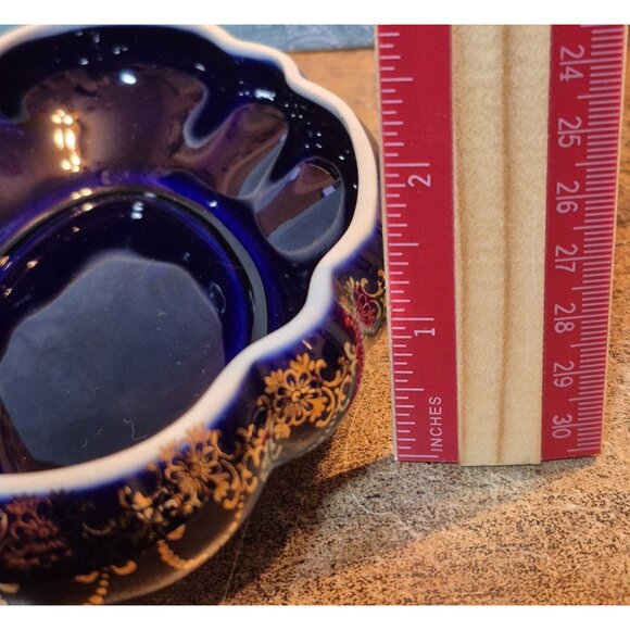 Limoges Castel Porcelain Trinket Or Jewelry Box Cobalt Blue W/ Courting Couple - Picture 9 of 12